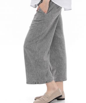 lniane spodnie z regulowaną nogawką NAO szary melanż